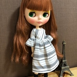 【送料無料】リカちゃん、ブライス ストライプワンピース