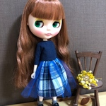 【送料無料】ブライス/リカちゃん チェック柄チュールスカート、トップスセット