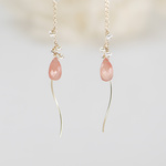 #691★K10極上インカローズと淡水パールのウェーブチェーンピアス