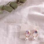 ガラスドーム のかすみ草ピアス パール