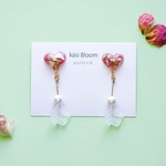 ローズピンクのハートイヤリング(ピアス)