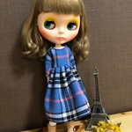 【送料無料】リカちゃん、ブライス チェック柄ワンピース