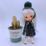 バレンタインバージョン❤︎ “ミディサイズ” 濃紺手編みワンピースとヘッドドレスのセット