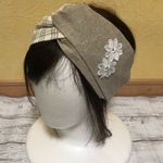 値下げしました!大人かわいいリネンとレースのヘアバンド