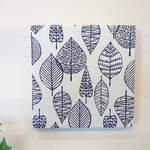 【M様専用】葉っぱ模様(ホワイト)のファブリックパネル 20×20cm