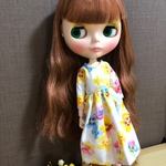 【送料無料】リカちゃん、ブライス パンジー柄ワンピース