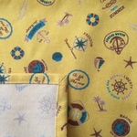 ナフキン40×60☆小学校机サイズ☆大判ランチョンマット⚓️マリン☆イエロー