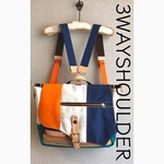 受注生産 3wayショルダーバッグ オレンジ&ネイビー