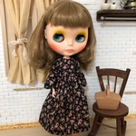 【送料無料】リカちゃん/ブライス 花柄ボリューム袖ワンピース