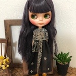 【送料無料】リカちゃん/ブライス モノトーンペイズリー柄ワンピース