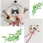 【送料無料】クリアガラスの壁掛け②サバトラ/お花の中で隠れんぼ♡猫ちゃんフラワーアレンジ/壁掛けインテリア