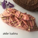 送料込♢リネンのあずま袋🔸お弁当袋🔸オレンジチェック