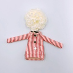 ピンクストライプのつなぎ(コクーンスカート)と大きめヘッドアクセのセット