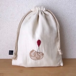 巾着 バッグ クマ 風船 白