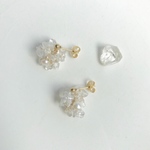 ふぞろい水沫ピアス 𓇢 パールとクォーツの天然石 手仕事ピアス ゴールド アレルギーフリー