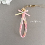 春の新作✲ 金の実︎︎◌ リボンレイ ストラップ ピンク×パステルカラーレインボー