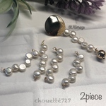 【2個入】リーフ淡水パールチャーム 25mm K18金メッキ【0060】