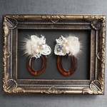 sale‼べっ甲とアンティークレースのnaturalピアス/イヤリング❈