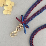 リボンレイ ネックストラップ ネイビー×ワインレッド