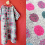 ◆SALE¥1,500引き!◆ニット*カラフル水玉 パッチワーク 半袖ワンピース gray