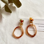 かすみ草のガラスドームとブラウンフープのイヤリング