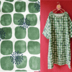 北欧調お花タイル ゆったりワンピース green