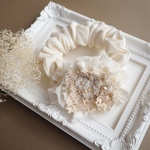 リネンとお花モチーフのnaturalシュシュ✺