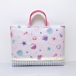 シェル パール*パープル×ストライプ☆*レッスンバッグ シンプル リボン 北欧