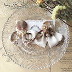 2way スカーフタッセル beige×gold ピアス/イヤリング