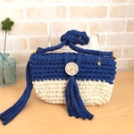 送料無料✴︎ Kids/キッズ☺︎秋冬麻ひも×ズパゲッティ・ショルダーバッグ(青)