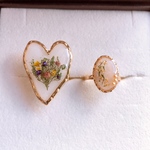 手作りドライフラワーのハート型花束風リングセット