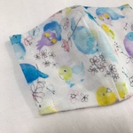小学生サイズ🦜青のインコ柄✨抗ウイルスガーゼの立体マスク✨キッズM 女の子