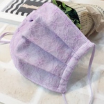 3段プリーツマスク パープルレース ダブルガーゼ