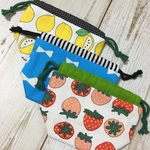 《専用》ミニ巾着 いちご、レモン、リボン青