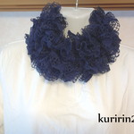 ふんわり軽やか♪フリルマフラー(ネイビー)