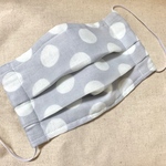 【送料無料】ダブルガーゼ*ドット柄*プリーツマスク*グレー