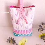 うさぎリボン大好き女の子の上履き入れ(シューズバッグ)