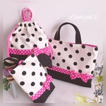 seiriri様専用ページ♪モノトーンドットとピンクドットのレッスンバッグ と上履き入れとお着替え袋の3点セット