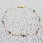 14kgf ターコイズとチェーンのブレスレット