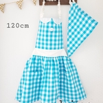 子供用 エプロン(ポケット付き)&三角巾 セット (ギンガムチェック 水色)
