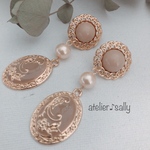 ♪アンティークなピンクベージュ♪ピアス