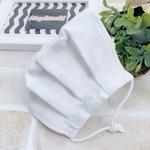 子供用 ダブルガーゼ2枚合わせ プリーツマスク 白(ブルー)