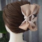 ベージュ リボン バンスクリップ