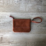 レザー ホルダー付ポーチ ブラウンの革