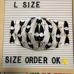夏マスク 立体布マスク ハンドメイド 黒ネコ