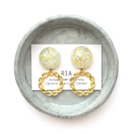 ♢driedflower gold ringピアス/イヤリング♢ 紫陽花/ドライフラワー/レジン/ゴールドリング