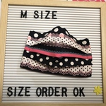 布マスク プリーツ 黒ドットリボン柄