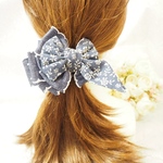 デニム柄 リボン シュシュ