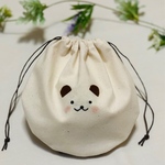 にこくまの巾着ポーチ こげ茶のお耳