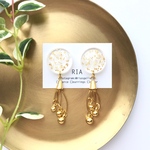 ♢gold reef tasselピアス/イヤリング♢ かすみ草/ドライフラワー/レジン/タッセル/チャーム/ ゴールド